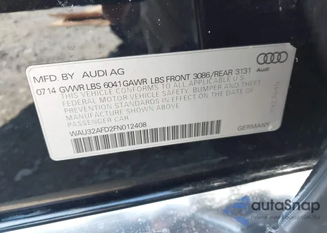 2015 Audi A8 L 4.0T z USA, uszkodzony, nr VIN WAU32AFD2FN012408